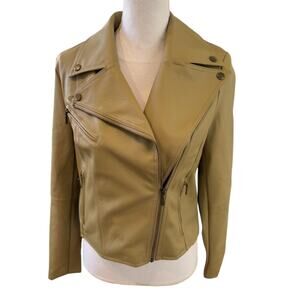 Bagatelle Moto Faux Leather Jacket Tan S